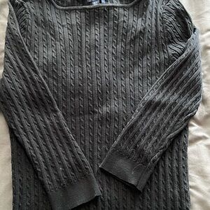 Chaps Dark Gray Ribbed Crewneck Sweater